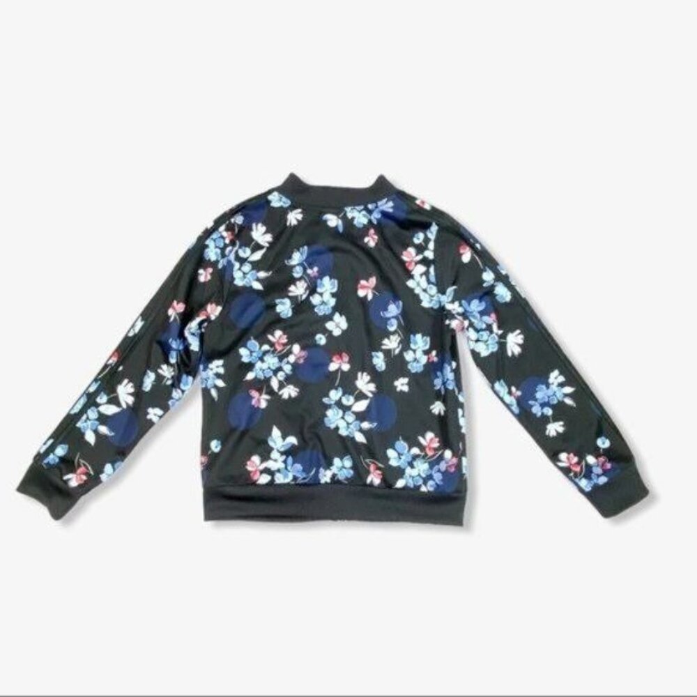 ADIDAS Girl's Large Black & Blue Floral Track Jacket - Picture 2 of 7